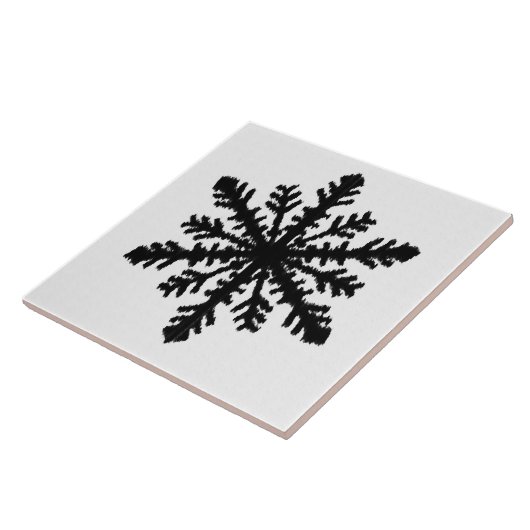 Ikat Snowflake - wit en zwart Tegeltje (Zijkant)