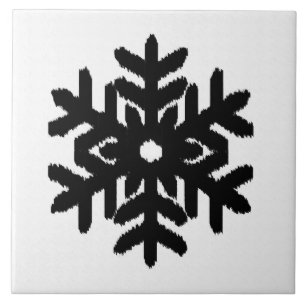 Ikat Snowflake - wit en zwart Tegeltje
