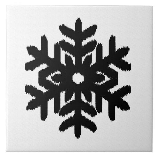 Ikat Snowflake - wit en zwart Tegeltje (Voorkant)