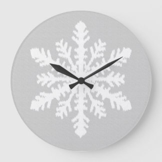 Ikat Snowflake - Zilver grijs en wit Grote Klok