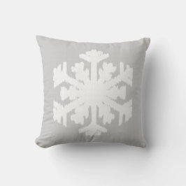 Ikat Snowflake - Zilver grijs en wit Kussen