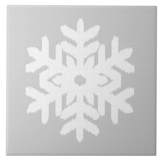 Ikat Snowflake - Zilver grijs en wit Tegeltje (Voorkant)