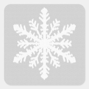 Ikat Snowflake - Zilver grijs en wit Vierkante Sticker