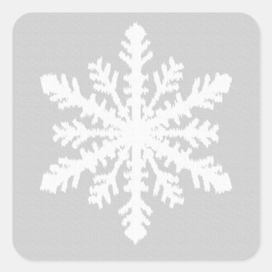 Ikat Snowflake - Zilver grijs en wit Vierkante Sticker (Voorkant)