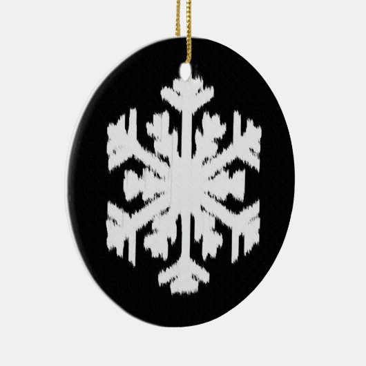 Ikat Snowflake - zwart-wit Keramisch Ornament (Rechts)