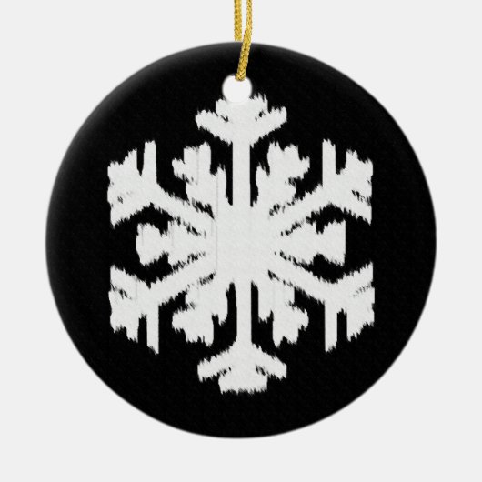 Ikat Snowflake - zwart-wit Keramisch Ornament (Voorkant)