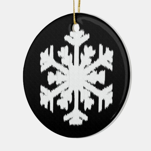 Ikat Snowflake - zwart-wit Keramisch Ornament (Links)