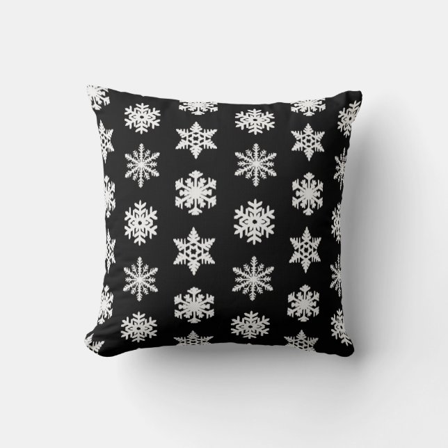 Ikat Snowflake - zwart-wit Kussen (Voorkant)