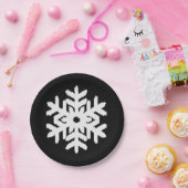 Ikat Snowflake - zwart-wit Papieren Bordje (Feest)