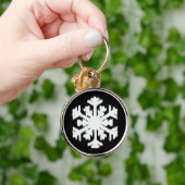 Ikat Snowflake - zwart-wit Sleutelhanger (Hand)