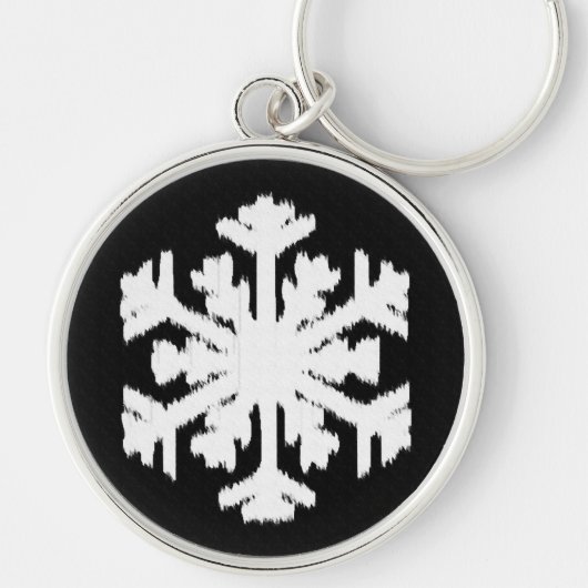 Ikat Snowflake - zwart-wit Sleutelhanger (Voorkant)