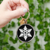 Ikat Snowflake - zwart-wit Sleutelhanger (Hand)