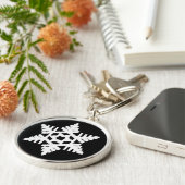 Ikat Snowflake - zwart-wit Sleutelhanger (Zijkant)