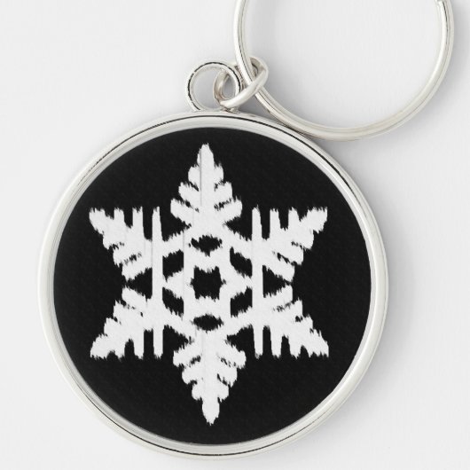 Ikat Snowflake - zwart-wit Sleutelhanger (Voorkant)