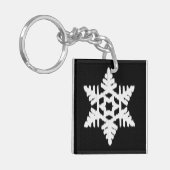 Ikat Snowflake - zwart-wit Sleutelhanger (Voorkant Links)