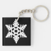 Ikat Snowflake - zwart-wit Sleutelhanger (Achterkant)