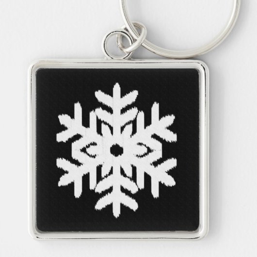 Ikat Snowflake - zwart-wit Sleutelhanger (Voorkant)
