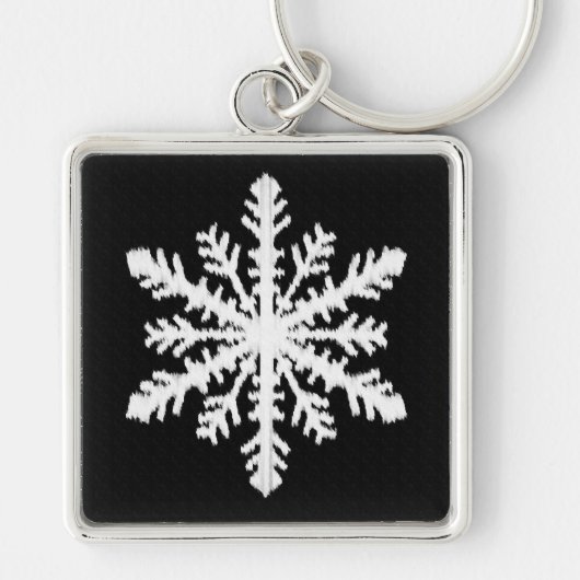 Ikat Snowflake - zwart-wit Sleutelhanger (Voorkant)