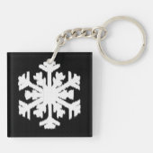 Ikat Snowflake - zwart-wit Sleutelhanger (Achterkant)