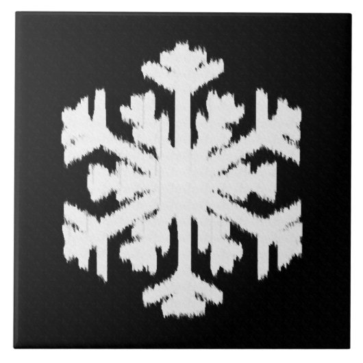 Ikat Snowflake - zwart-wit Tegeltje (Voorkant)