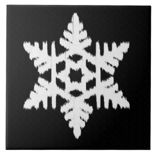 Ikat Snowflake - zwart-wit Tegeltje