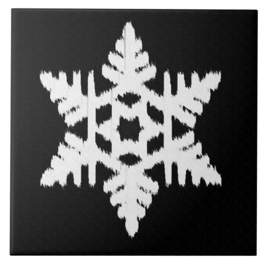 Ikat Snowflake - zwart-wit Tegeltje (Voorkant)