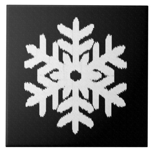 Ikat Snowflake - zwart-wit Tegeltje (Voorkant)