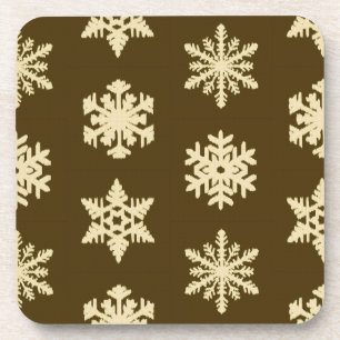 Ikat Snowflakes - Beige en Chocolade Brown Bier Onderzetter