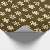 Ikat Snowflakes - Beige en Chocolade Brown Cadeaupapier (Hoek)