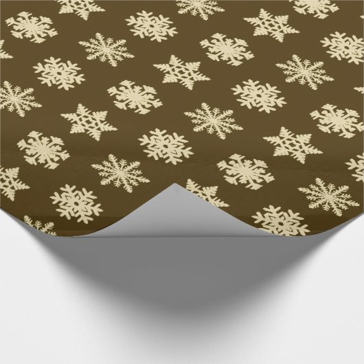 Ikat Snowflakes - Beige en Chocolade Brown Cadeaupapier (Hoek)