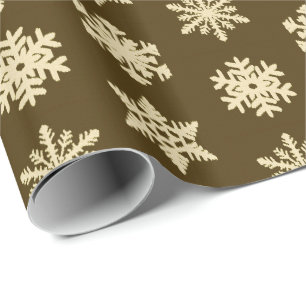 Ikat Snowflakes - Beige en Chocolade Brown Cadeaupapier