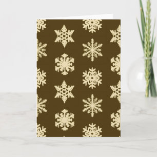 Ikat Snowflakes - Beige en Chocolade Brown Feestdagen Kaart