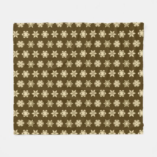 Ikat Snowflakes - Beige en Chocolade Brown Fleece Deken (Voorkant (Horizontaal))