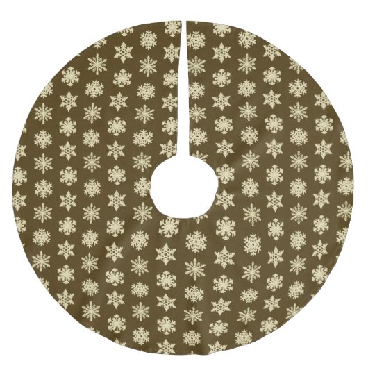 Ikat Snowflakes - Beige en Chocolade Brown Kerstboom Rok (Voorkant)