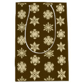 Ikat Snowflakes - Beige en Chocolade Brown Medium Cadeauzakje (Voorkant)