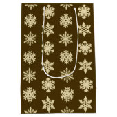 Ikat Snowflakes - Beige en Chocolade Brown Medium Cadeauzakje (Achterkant)