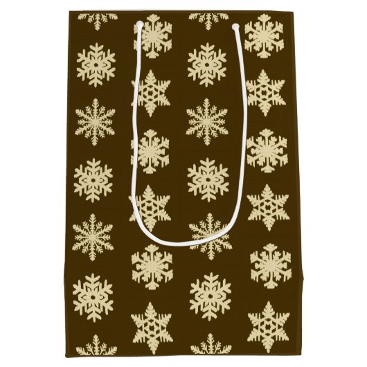 Ikat Snowflakes - Beige en Chocolade Brown Medium Cadeauzakje (Achterkant)