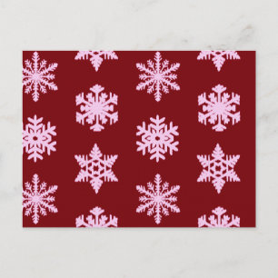 Ikat Snowflakes - Bourgogne en roze Briefkaart