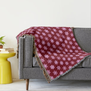 Ikat Snowflakes - Bourgogne en roze Deken