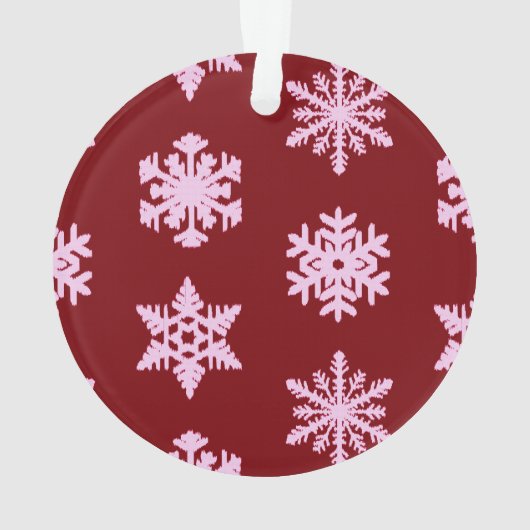Ikat Snowflakes - Bourgogne en roze Ornament (achterkant)