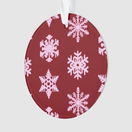 Ikat Snowflakes - Bourgogne en roze Ornament (voorkant)