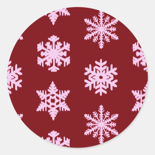 Ikat Snowflakes - Bourgogne en roze Sticker (Voorkant)