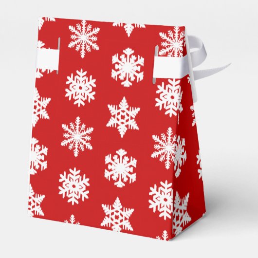 Ikat Snowflakes - Donkerrood en wit Bedankdoosjes (Achterkant)