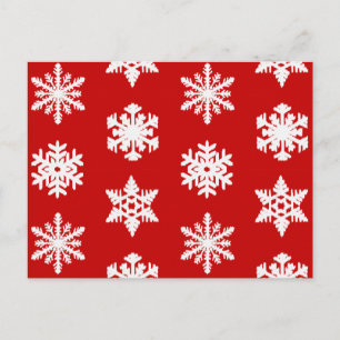 Ikat Snowflakes - Donkerrood en wit Briefkaart