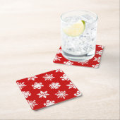 Ikat Snowflakes - Donkerrood en wit Kartonnen Onderzetters (Insitu)