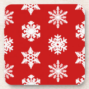 Ikat Snowflakes - Donkerrood en wit Onderzetter