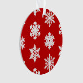 Ikat Snowflakes - Donkerrood en wit Ornament (voorkant)