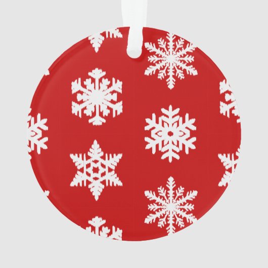 Ikat Snowflakes - Donkerrood en wit Ornament (achterkant)