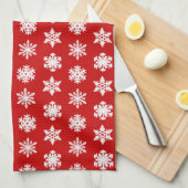 Ikat Snowflakes - Donkerrood en wit Theedoek (Quarter Fold)