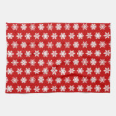 Ikat Snowflakes - Donkerrood en wit Theedoek (Horizontaal)